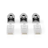 RJ45-Connector | RJ45 Pass Through | Stevig/Gesnoerd UTP CAT6 | Recht | Verguld | 10 Stuks | PVC | Grijs - thumbnail