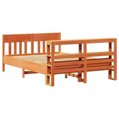 Bedframe zonder matras massief grenenhout wasbruin 150x200 cm