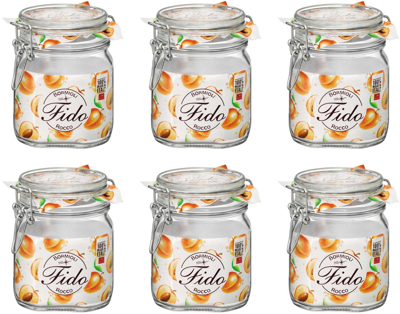 Bormioli Rocco Weckpot Fido - 10 x 10 cm / 750 ml - vierkant - 6 stuks