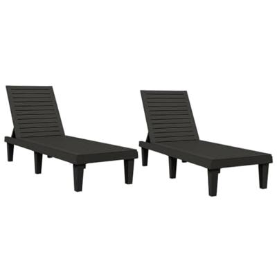 Ligbedden 2 st 155x58x83 cm polypropeen zwart