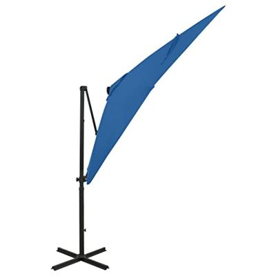 VidaXL Zweefparasol met paal en led-verlichting 250 cm azuurblauw