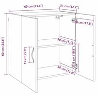 Wandkast Wandgemonteerd Oud hout 60 x 31 x 60 cm Bewerkt hout - thumbnail