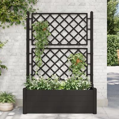 Plantenbak met latwerk 100x43x142 cm PP antraciet Plantenbak met latwerk 100x43x142 cm PP antraciet