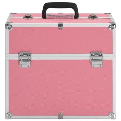 Make-up koffer 37x24x35 cm aluminium roze