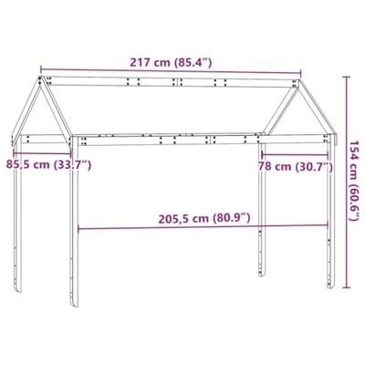 Kinderbedhuisje 217x85,5x154 cm massief grenenhout