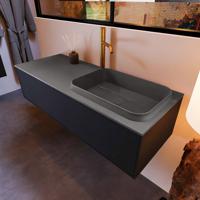 Badkamermeubelset Mondiaz Erin 120 cm met 1 Lade met RIDGE Wastafel Rechts Dark grey met 1 kraangat Greeploos Mat Urban - thumbnail