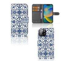 Apple iPhone 14 Hoesje Flower Blue - thumbnail