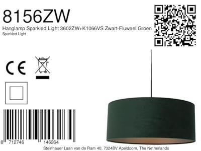 Steinhauer Hanglamp Sparkled light 8156 groen velours kap goud
