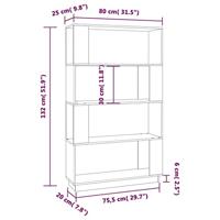 Boekenkast/kamerscherm 80x25x132 cm massief grenenhout wit - thumbnail