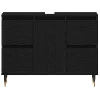 Wastafelkast met lade Zwart Eiken 80 x 33 x 60 cm Bewerkt hout - thumbnail