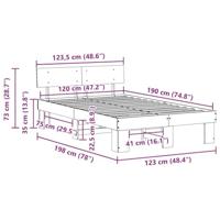 Bedframe met hoofdeinde Bruin 120 x 190 cm Massief grenenhout - thumbnail