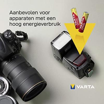 Varta Longlife Max Power AAA Micro LR03 Batterij (verpakking met 4 stuks) Alkaline Batterijenideaal voor speelgoed en dagelijks gebruikte apparaten, rood