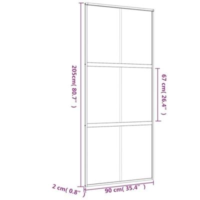 VidaXL Schuifdeur 90x205 cm mat esg-glas en aluminium goudkleurig