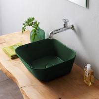 Waskom By Goof Mees Design Opbouw Wastafel Vierkant 42x42 cm Mat Groen By Goof - thumbnail