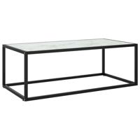 Salontafel met wit marmerglas 100x50x35 cm zwart - thumbnail