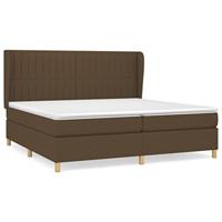 Boxspring met matras stof donkerbruin 200x200 cm - thumbnail
