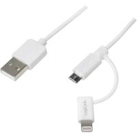 Logilink cu0115 USB naar Micro Sync en oplaadkabel met Lightning-adapter, 1,00 m, wit - thumbnail