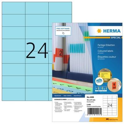 Etiket herma 4408 70x37mm blauw 2400st