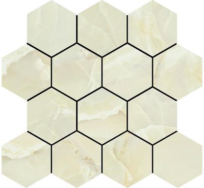 Onyx Sable polished mozaiek hexagon op net van 29x27cm