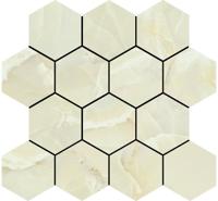 Onyx Sable polished mozaiek hexagon op net van 29x27cm - thumbnail