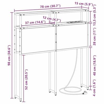Opberghoofdbord met plank Gerookt eiken 75 cm Bewerkt hout