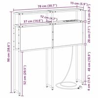 Opberghoofdbord met plank Gerookt eiken 75 cm Bewerkt hout - thumbnail
