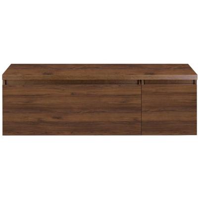 Frozen Badmeubelset 140 cm - Greeplijst in Kleur - Wastafel Onderkast met Bovenblad Walnoot