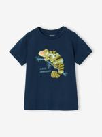 Jongensshirt met motief in omkeerbare pailletten Basics oceaanblauw - thumbnail