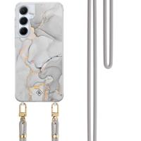 Samsung Galaxy A55 hoesje met grijs koord - Marmer grijs - thumbnail
