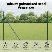 VidaXL Afrasteringspaal groen 10 x 1,6 m (36 mm gaas) staal en pvc - thumbnail