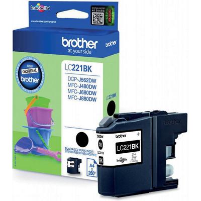 Inktcartridge brother lc-221bk zwart | 5 stuks