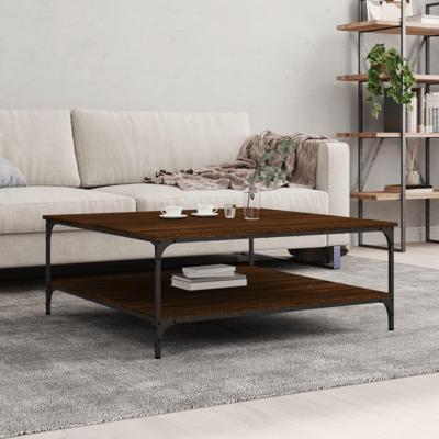 Salontafel 100x100x40 cm bewerkt hout bruineikenkleurig
