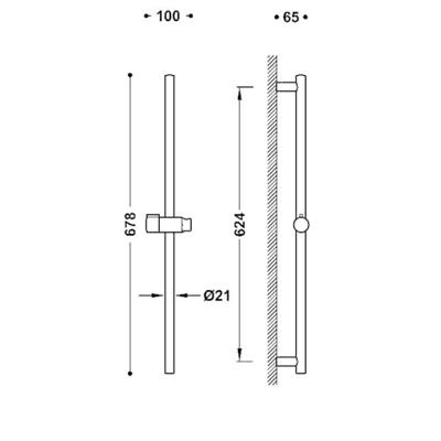 Tres Max glijstang 62 cm rond chroom