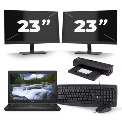 Dell Latitude 5491 - Intel Core i5-8e Generatie - 14 inch - 16GB RAM - 256GB SSD - Windows 11 + 2x 23 inch Monitor