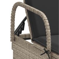 Ligstoelen 2 st met kussen poly rattan lichtgrijs - thumbnail