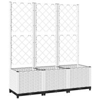 VidaXL Plantenbak met latwerk 120x40x136 cm polypropeen wit - thumbnail