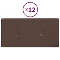 VidaXL Wandpanelen 12 st 0,54 m² 30x15 cm kunstleer bruin - thumbnail