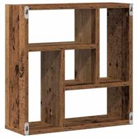 Wandschap 45x16x45 cm bewerkt hout oud houtkleurig - thumbnail