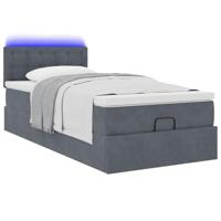 Ottoman bed met matras en LED's 80x200cm fluweel donkergrijs - thumbnail
