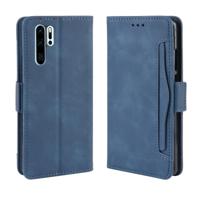 Portemonnee stijl huid voelen kalf patroon lederen draagtas voor Huawei P30 Pro met aparte kaartsleuf (blauw) - thumbnail