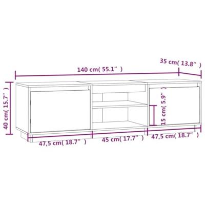 Tv-meubel 140x35x40 cm massief grenenhout wit Tv-meubel 140x35x40 cm massief grenenhout wit