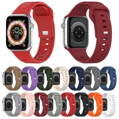 By Qubix - Square siliconen band - Oranje - Compatible met Apple Watch 44mm / 45mm / 46mm / 49mm - Compatible Apple watch bandjes