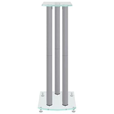 VidaXL Luidsprekerstandaards 2 st 3 pijlers gehard glas zilverkleurig