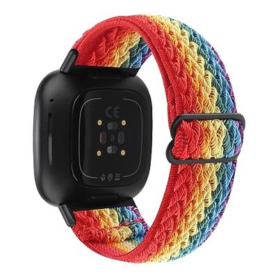 Fitbit Versa 3/4 & Sense 1/2 Nylon loop bandje - Multicolor (regenboog) Fitbit Versa 3/4 & Sense 1/2 Nylon loop bandje - Multicolor (regenboog)