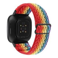 Fitbit Versa 3/4 & Sense 1/2 Nylon loop bandje - Multicolor (regenboog) - thumbnail