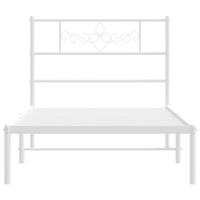 Bedframe met hoofdbord metaal wit 80x200 cm - thumbnail