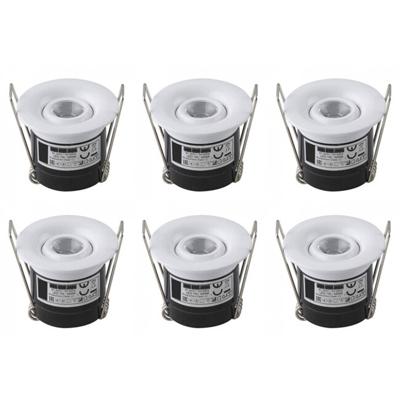 LED Veranda Spot Verlichting 6 Pack - Inbouw Rond 1W - Natuurlijk Wit 4200K - Mat Wit Aluminium - Ø41mm