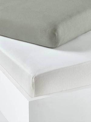 Set van twee babyhoeslakens uit rekbare jersey saliegroen