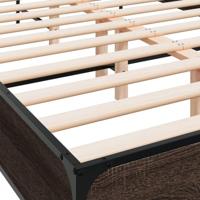 Bedframe bewerkt hout metaal bruin eikenkleur 140x200 cm - thumbnail