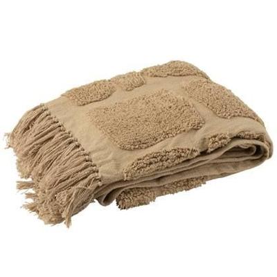 J-Line Plaid Sidney - polyester - beige - 192 x 123 cm